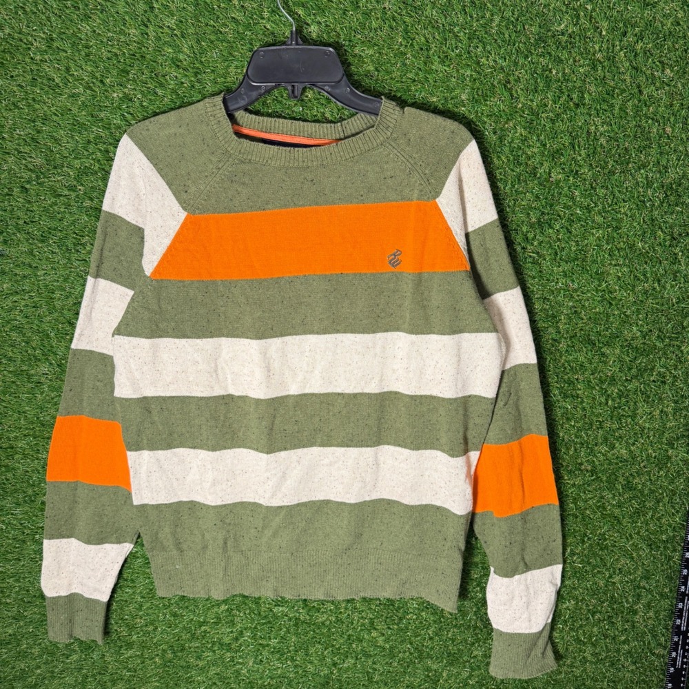 Rocawear Classic youth Striped Cotton Sweater Size L Green Orange White